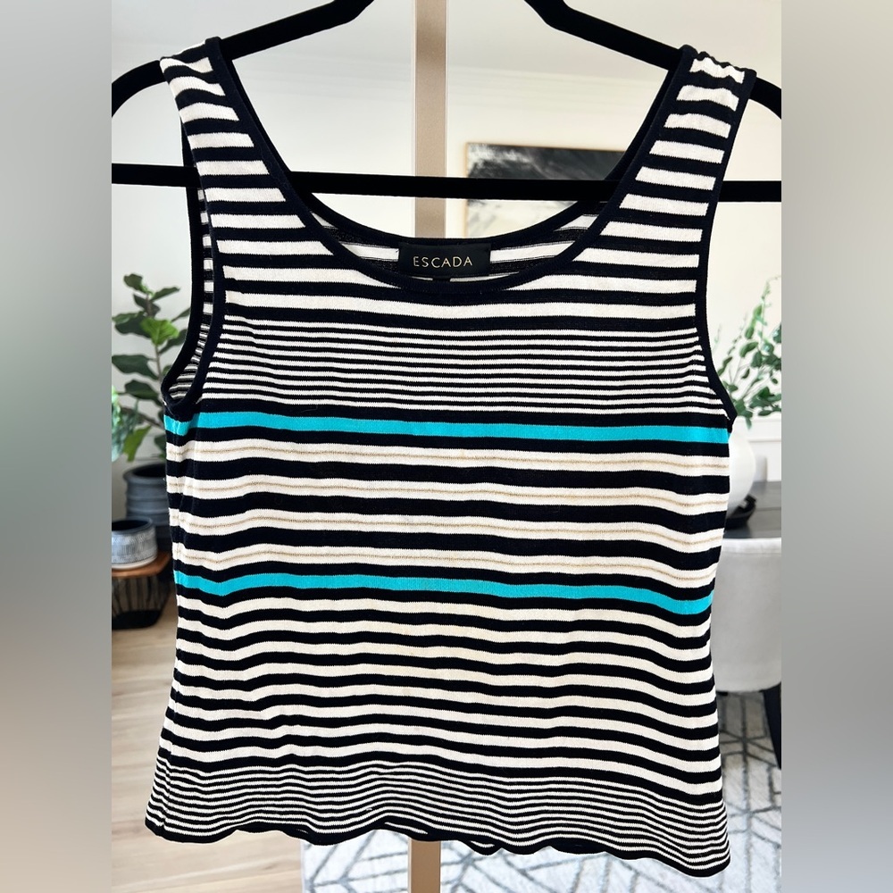 Escada Striped Knit Shell Tank Top – Size 38 EU (US 6) EUC